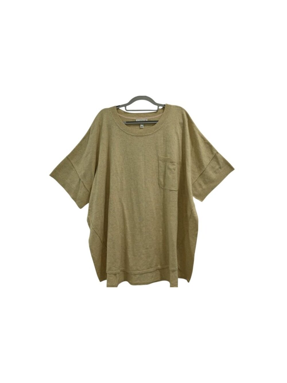Isaac Mizrahi Live! Tulip Hem Pullover Sweater Sz 3X Oatmeal Knit Pocket A397083